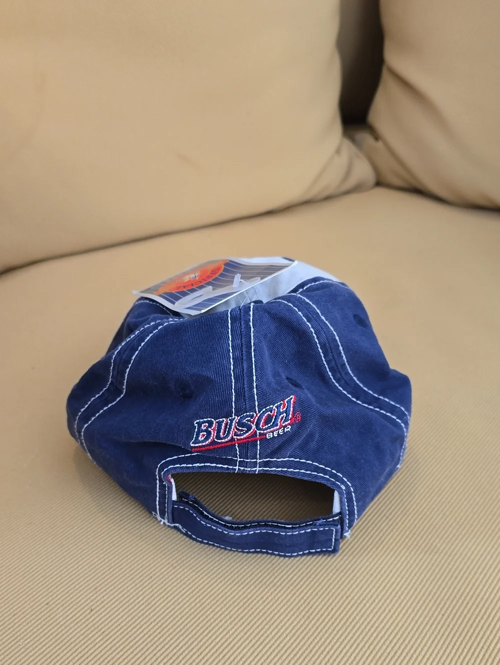 Busch Beer Logo Baseball Cap in Navy and White